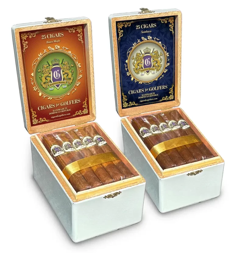 Box of 25 Honey Maple or Sambuca Flavored Cigars for Golfers